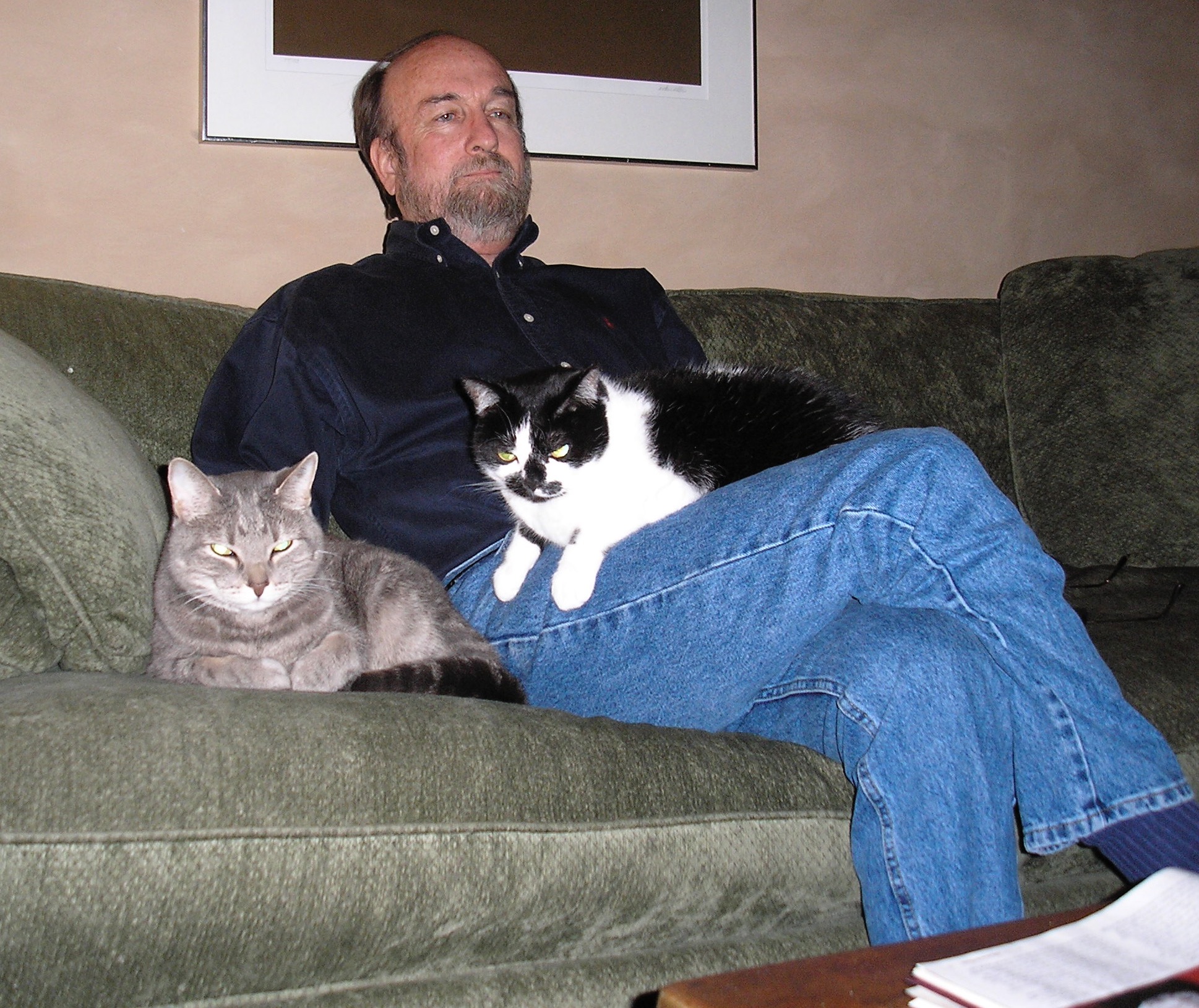 Bill with the two cats
